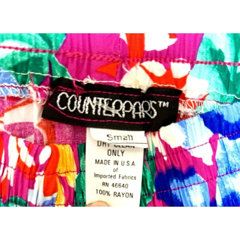 Vintage Counterparts 90s Tropical Floral Skort Small High Waist Rayon Made USA